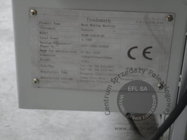 46 - 2 sekcyjna linia do produkcji maseczek ochronnych 2020r.