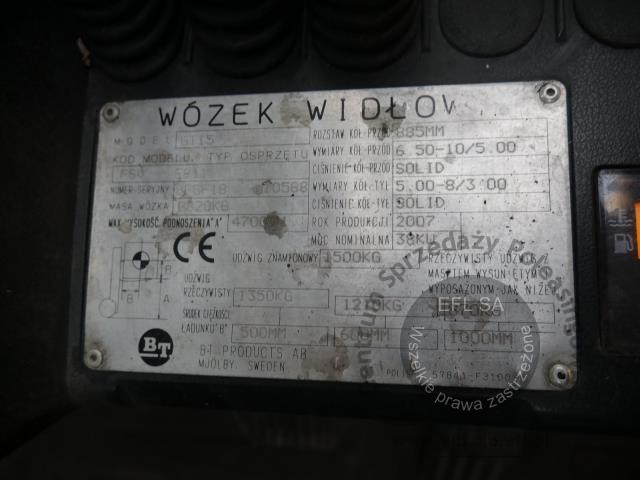 10 - Wózek widłowy Toyota BT GT15 Tonero 2007r.