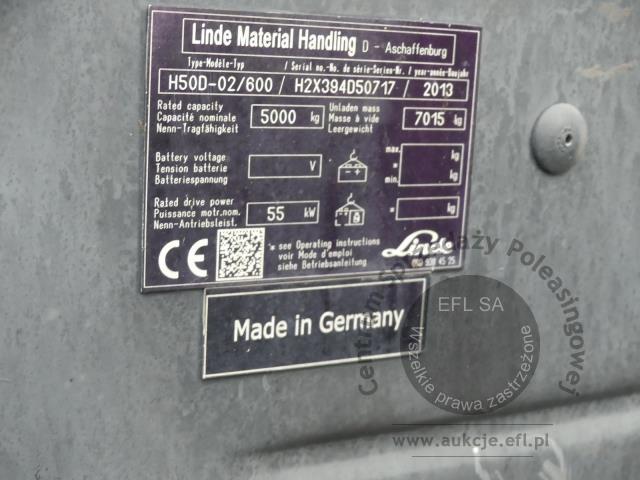 9 - WÓZEK WIDŁOWY LINDE H50D 2013r.