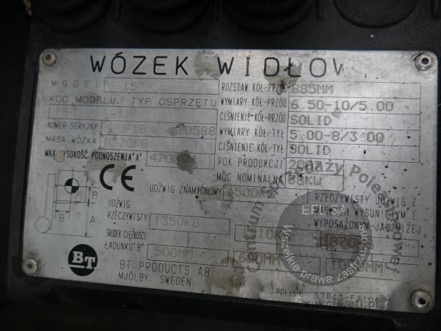 14 - Wózek widłowy BT GT15 Tonero 2007r.